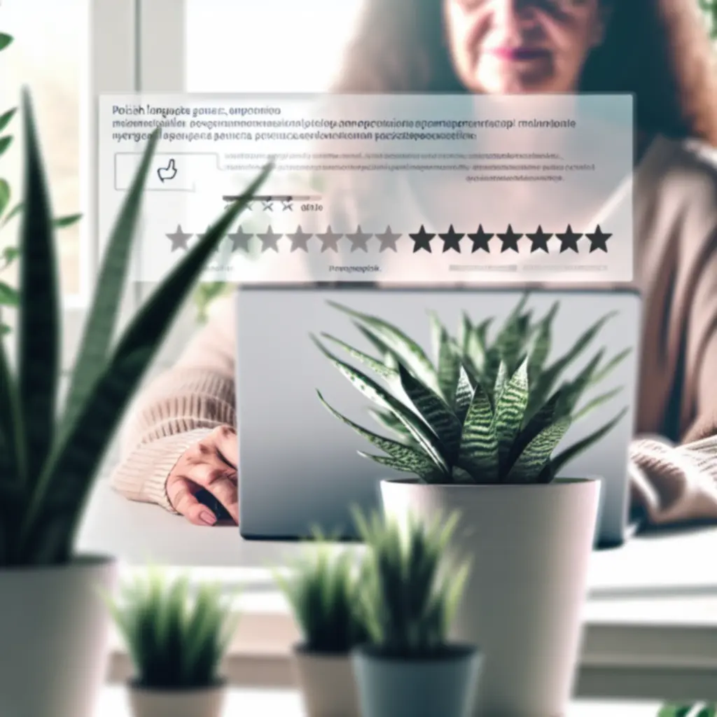 Klient piszący recenzję o zakupionej roślinie