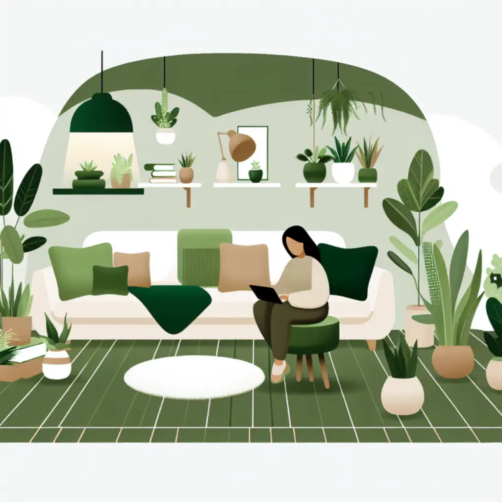 Konsultant obsługi klienta na tle zielonych roślin