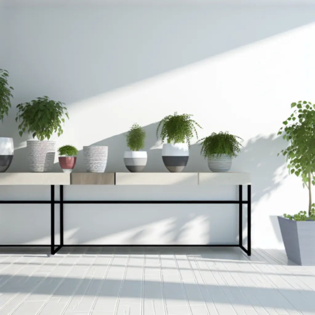 Zestaw dopasowanych donic ustawionych w spójnym, roślinnym aranżu